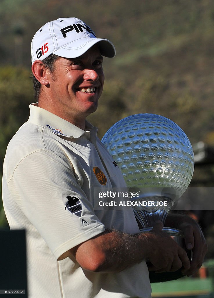 English golf champion Lee Westwood holds