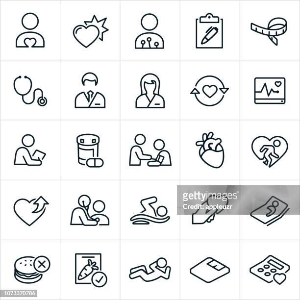 cardiology icons - heart attack stock illustrations