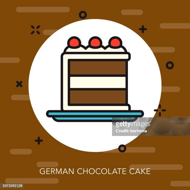 chocolate cake thin line germany icon - chocolate cake stock illustrations