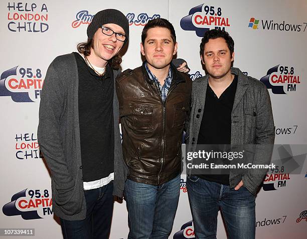 Scouting for Girls attends day two of 'Jingle Bell Ball' at O2 Arena on December 5, 2010 in London, England.