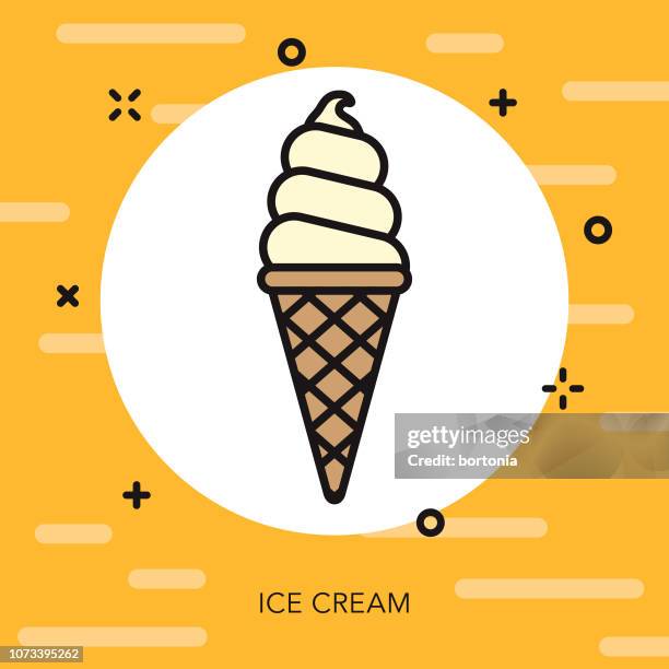 ice cream cone thin line vacation icon - ice cream cone stock illustrations