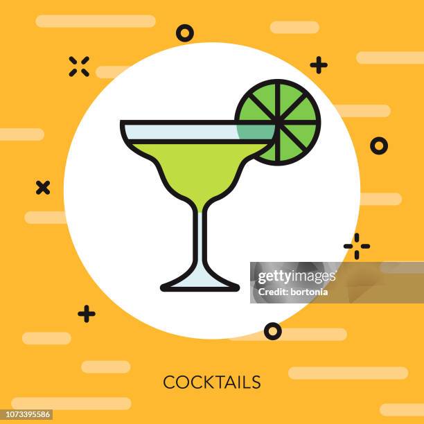 ilustraciones, imágenes clip art, dibujos animados e iconos de stock de cóctel de delgada línea vacaciones icono - margarita cóctel