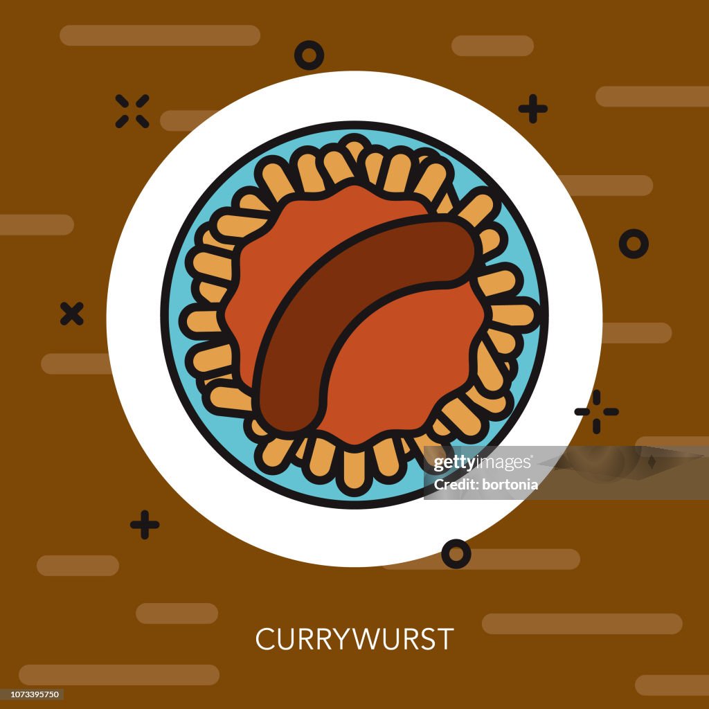 Currywurst Thin Line Germany Icon