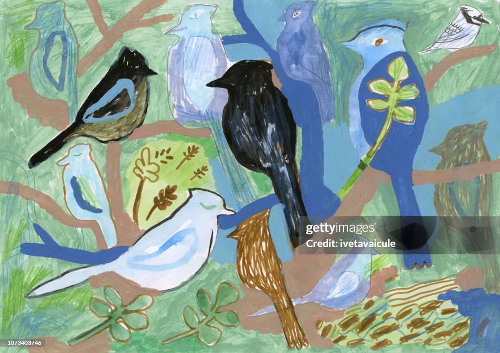 Birds in nature background pattern