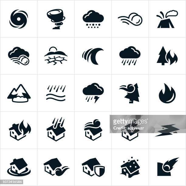 ilustrações de stock, clip art, desenhos animados e ícones de natural disaster icons - tempestade