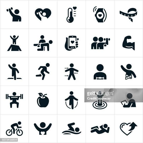 fitness-ikonen - exercise stock-grafiken, -clipart, -cartoons und -symbole