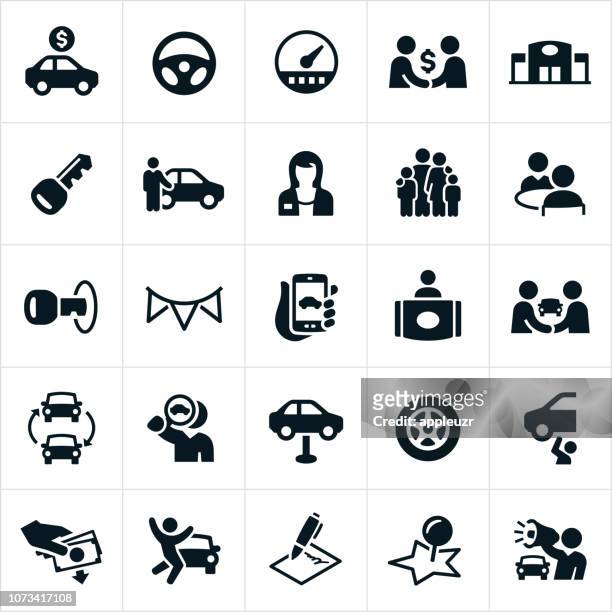 auto sales icons - automobile industry stock illustrations