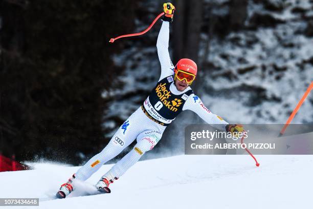 Italy's Christof Innerhofer competes in the FIS Alpine World Cup Men Downhill on December 15, 2018 in Val Gardena - Groeden, Italian Alps.