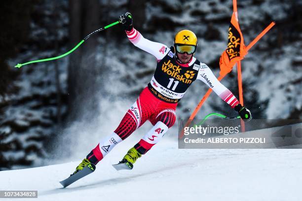 Austria's Max Franz competes in the FIS Alpine World Cup Men Downhill on December 15, 2018 in Val Gardena - Groeden, Italian Alps.
