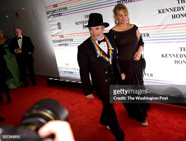 Merle Haggard and wife Theresa Ann Lane walk the red carpet at the Annual Kennedy Center Honors Gala in Washington, DC on December 5, 2010. President...