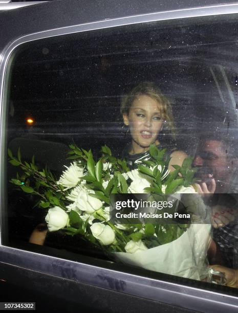 Recording Artist Kylie Minogue leaving Splash Bar on June 4, 2010 in New York City.