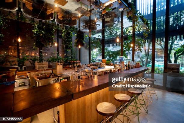 view inside a bar - no people - empty restaurant stock pictures, royalty-free photos & images