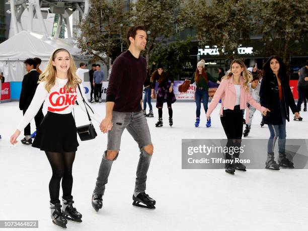 Greer Grammer and Pierson Fode attends Instagram's #Instaskate 2018 at LA Kings Holiday Ice LA Live on November 27, 2018 in Los Angeles, California.