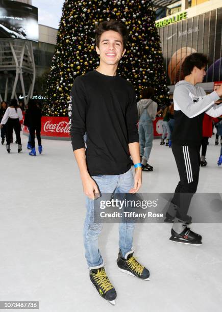 Brent Rivera attends Instagram's #Instaskate 2018 at LA Kings Holiday Ice LA Live on November 27, 2018 in Los Angeles, California.