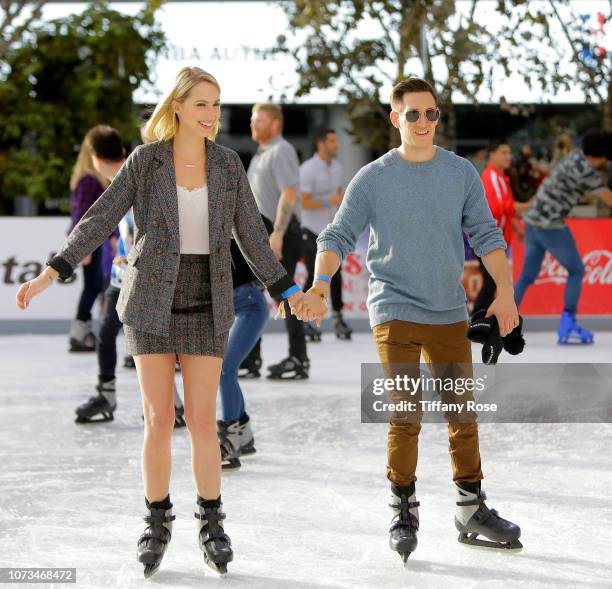 Molly McCook and John Krause attend Instagram's #Instaskate 2018 at LA Kings Holiday Ice LA Live on November 27, 2018 in Los Angeles, California.