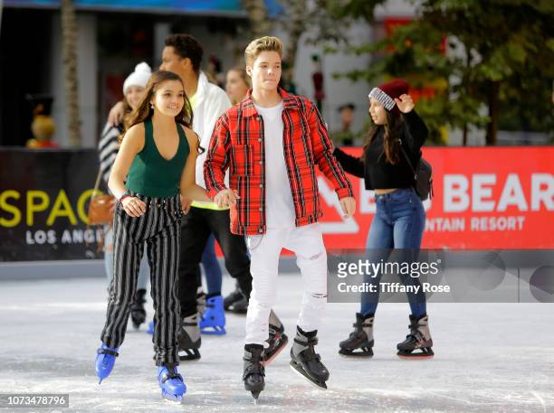 Connor Finnerty and guest attend Instagram's #Instaskate 2018 at LA Kings Holiday Ice LA Live on November 27, 2018 in Los Angeles, California.