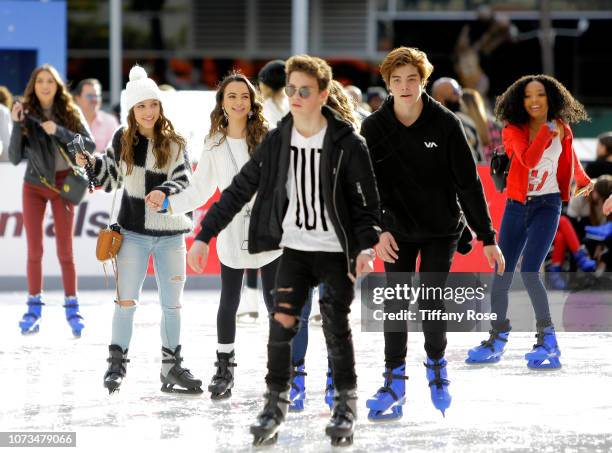 Veronica Jo Merrell, Vanessa Jo Merrell, Hayden Summerall and Matt Sato attends Instagram's #Instaskate 2018 at LA Kings Holiday Ice LA Live on...