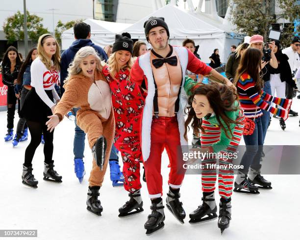 Jordyn Jones and Jordan Beau, attend Instagram's #Instaskate 2018 at LA Kings Holiday Ice LA Live on November 27, 2018 in Los Angeles, California.