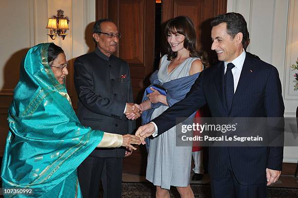 President of the Republic of India Pratibha Patil, Dr Devisingh Shekkawat, French first lady Carla Bruni-Sarkozy and French President Nicolas Sarkozy...
