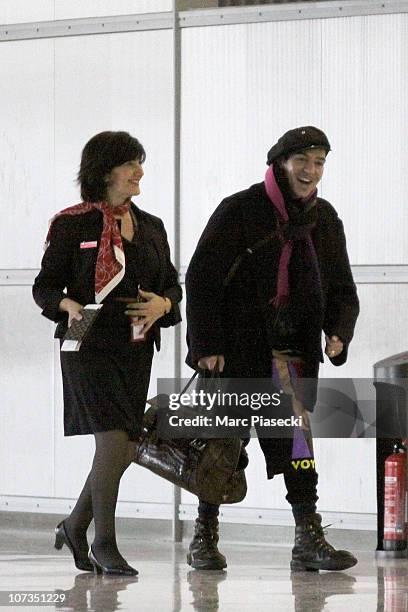 Designer John Galliano sighting at Roissy airport on December 5, 2010 in Paris, France.