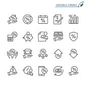 Loan line icons. Editable stroke. Pixel perfect.
