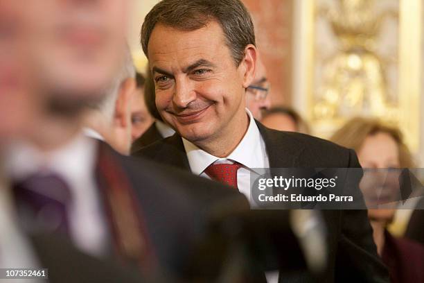 President Jose Luis Rodriguez Zapatero attends the 32nd anniversary of the Spanish Constitution at Congress of Deputies on December 6, 2010 in...