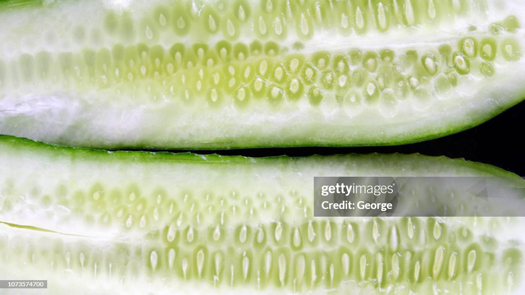 Cucumber cut in half, close-up