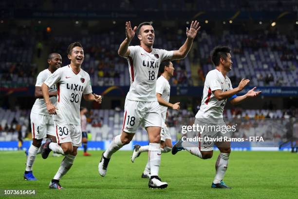 Serginho of Kashima Antlers celebrates after scoring his team's second goal during the FIFA Club World Cup UAE 2018 Second round match between...