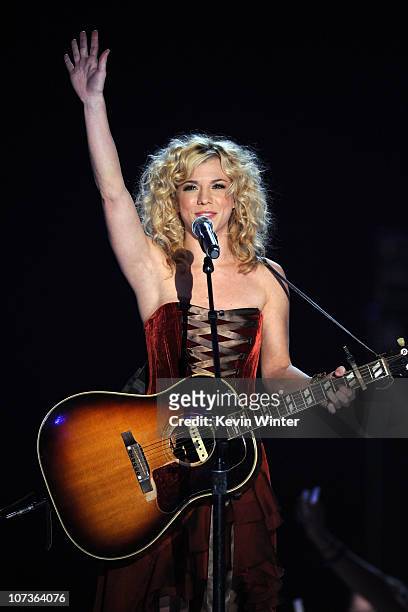 Musician Kimberly Perry from the musical group The Band Perry performs onstage during the American Country Awards 2010 held at the MGM Grand Garden...