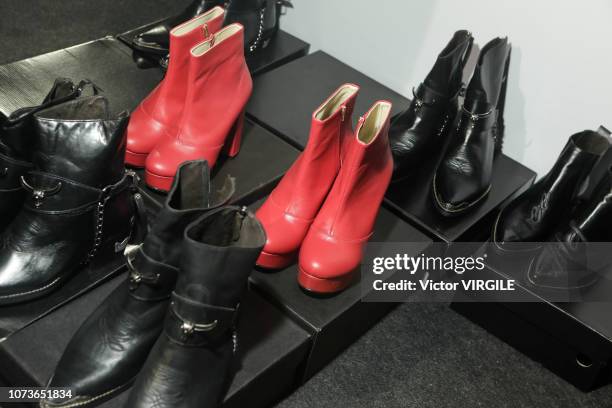 Model backstage during the Ratier fashion show during Sao Paulo Fashion Week N46 Fall/Winter 2019 on October 26, 2018 in Sao Paulo, Brazil.