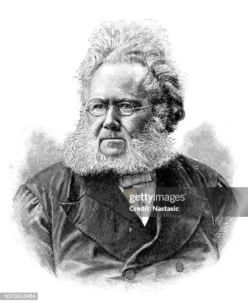 henrik ibsen was a norwegian playwright, theater director, and poet - henrik ibsen stock illustrations