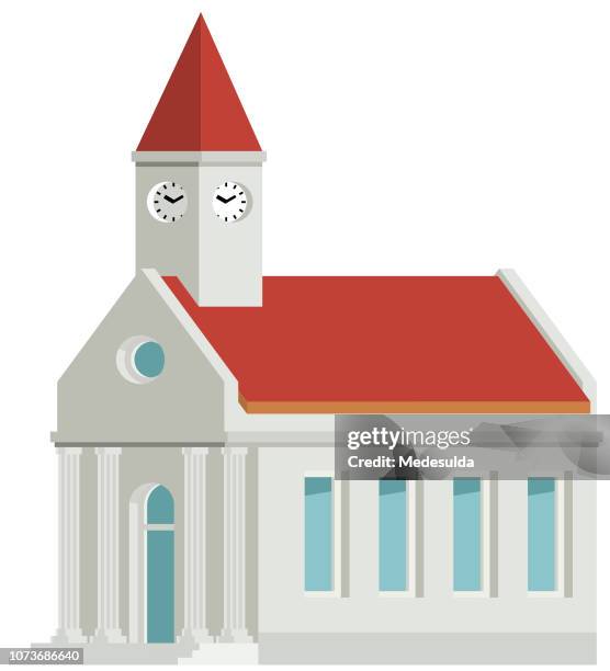 ilustraciones, imágenes clip art, dibujos animados e iconos de stock de ayuntamiento alcalde edificio vector icono - roofing-clip-art