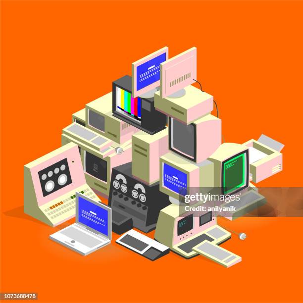 ilustraciones, imágenes clip art, dibujos animados e iconos de stock de basura de equipo - evolution history