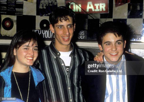 Actors Danica McKellar, Josh Saviano, and Fred Savage attend The 100th Episode Celebration of "The Wonder Years" on November 11, 1992 at Ed DeBevic's...