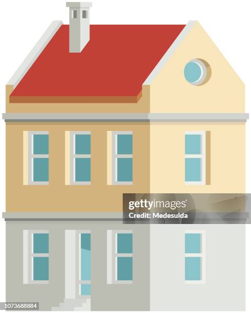 house vector icon facade - attic window stock illustrations