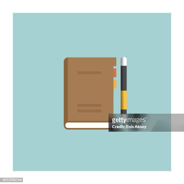 agenda icon - pen and note pad stock illustrations