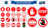 set of stop sign.