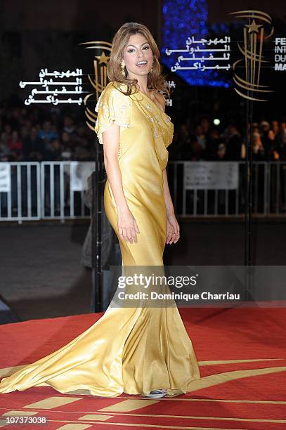 Actress Eva Mendes attends the Tribute to the French Cinema during the 10 th Marrakech Film Festival on December 4, 2010 in Marrakech, Morocco.