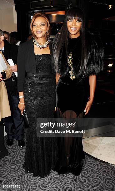 Model Naomi Campbell and mother Valerie Campbell attend the British Fashion Awards 2010 Cocktail Reception at The Savoy Hotel on December 7, 2010 in...