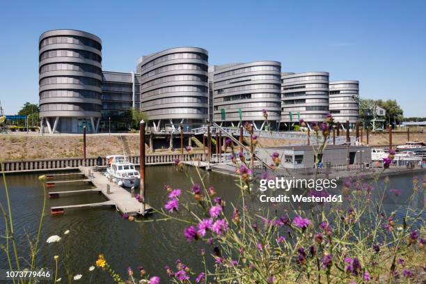 germany, duisburg, view to office buildings 'five boats' at inner harbour - duisburg stock pictures, royalty-free photos & images