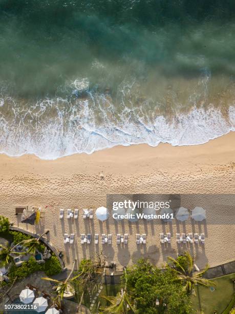 indonesia, bali, nusa dua, aerial view of nikko beach - nusa dua stock-fotos und bilder