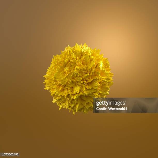 3d rendering, yellow molecule against brown background - particle sphere stock illustrations