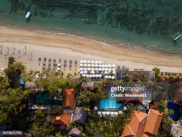 indonesia, bali, aerial view of sanur beach - sanur bildbanksfoton och bilder