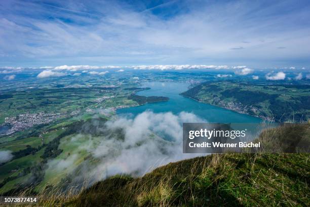 blick vom rigi in richtung stadt zug und zürich - panorama stadt stock pictures, royalty-free photos & images