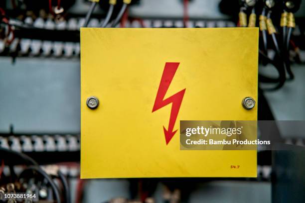 old electricity sign board in a mechanical engineering industry - distribution board stock pictures, royalty-free photos & images