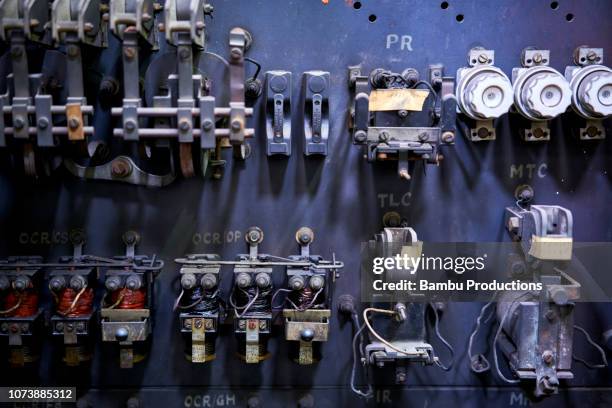 open fuse and electricity box in a mechanical engineering industry - electrical fuse box stock pictures, royalty-free photos & images