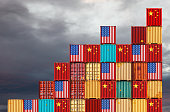 US and Chinese cargo containers