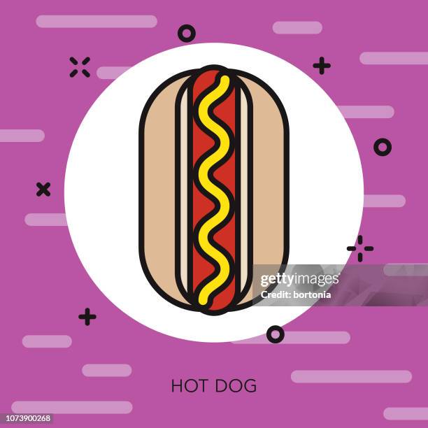 stockillustraties, clipart, cartoons en iconen met hot dog dunne lijn carnaval pictogram - hot dog stand