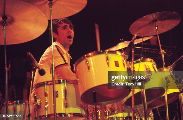 Drummer Keith Moon performs with The Who at the Omni Coliseum on November 24, 1975 in Atlanta, Georgia.