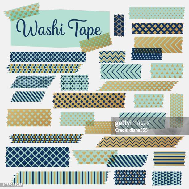 washi tapes in a variety of patterns and colours - washi paper stock illustrations